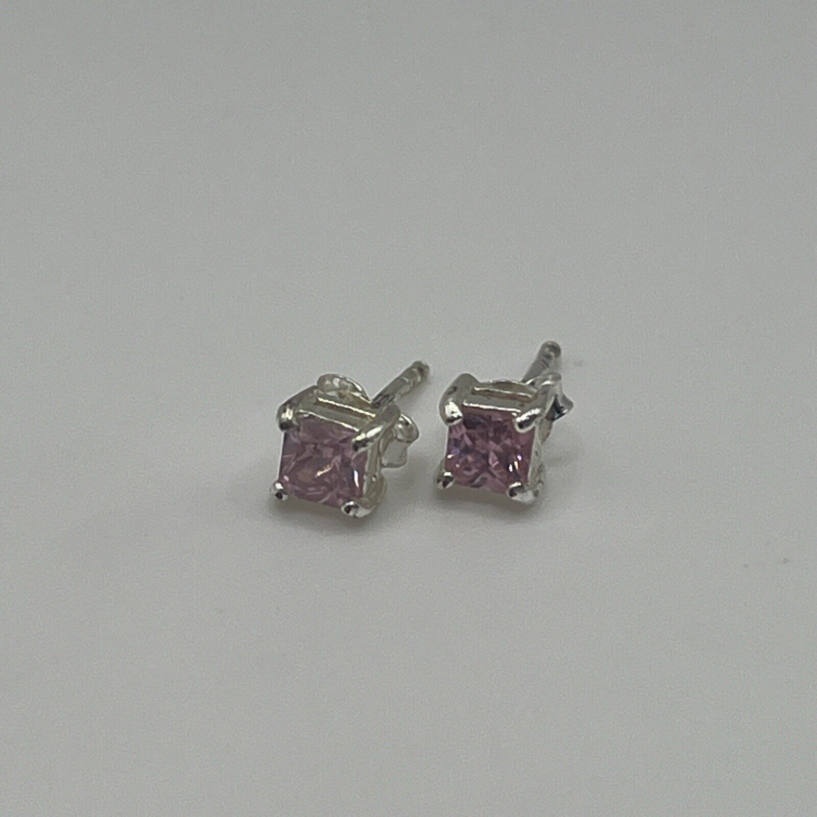 Pink Cz Stone Sterling Silver Earrings